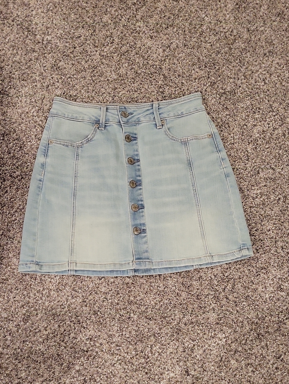 American Eagle Super Stretch Denim Button Front Mini Skirt, Size 2